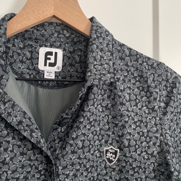 FootJoy Women's Polo Grey Black Print Embroidered Logo HCC Size Small - Picture 3 of 7